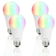 Smart Bulb, WiFi Light Bulbs, Smart Light Bulbs that Work with Alexa \u0026 Google Assistant, 10 Watt (60W Equivalent) ,A19 E26 WiFi Smart Light Bulb (No Hub Required), Home Remote Control Dimmable 4Pack